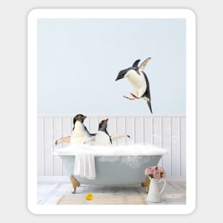 Penguins in a Vintage Bathtub Sticker